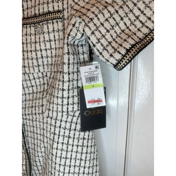 Cece Off White/Black Boucle‎ Button Down Dress size 4 NWT - Picture 2 of 4